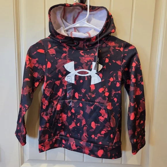 Under Armour Boys' Armour Fleece Camo Hoodie Youth XS Black Red Activewear - Picture 1 of 7